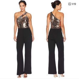Alexia Admor One Shoulder Sequin Bodice JUMPSUIT
